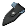 We Knife Company Typhoeus Adjustable Folding Push Dagger - 2.27" CPM-20CV Bead Blasted Blade, Blue Titanium Handles, Leather Sheath - WE21036B-3