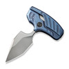 We Knife Company Typhoeus Adjustable Folding Push Dagger - 2.27" CPM-20CV Bead Blasted Blade, Blue Titanium Handles, Leather Sheath - WE21036B-3