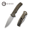 CIVIVI Knives Cogent Flipper Knife - 3.47" 14C28N Bead Blast Plain Blade, Coarse Green Micarta Handles - C20038D-5
