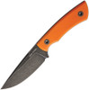 Real Steel Knives Forager Fixed Blade Knife - 4.25" Black Stonewash 14C28N Drop Point, Orange G10 Handles, Black Leather Sheath - 3751