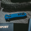 SOG Pentagon XR LTE Flipper Knife - 3.61" CTS-XHP Black TiNi Plain Blade, Blue G10 Handles - XR Lock - 12-61-06-57