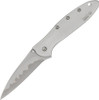 Kershaw Ken Onion Leek Assisted Flipper Knife - 3" Satin Composite D2 Plain Blade and Stainless Steel Handles - 1660CBBW
