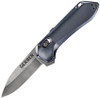 Gerber Highbrow Assisted Flipper Knife - Stonewashed Drop Point Plain Blade, Urban Blue Aluminum Handles - 30-001639