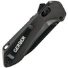 Gerber Highbrow Assisted Flipper Knife - Black Drop Point Combo Blade, Onyx Black Aluminum Handles - 30-001641