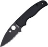 Spyderco Shaman Folding Knife - 3.58" S30V Black Serrated Blade, Matte G10 Handles - C229GSBK