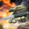 Gazno Knives G806-GR Fixed Blade - 3.85” 8CR14 Steel Blade, Black and OD Green PP+TPR Handle, OD Green Polymer Sheath