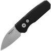 ProTech R5301 Runt 5 AUTO Folding Knife - 1.94" CPM-MagnaCut Stonewashed Wharncliffe Blade, Black Aluminum Handles