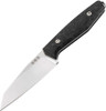 Boker Daily Knives AK1 Fixed Blade Knife - 3.11" RWL-34 Satin Reverse Tanto, Carbon Fiber Handles, Black Leather Sheath - 124502