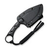 CIVIVI Knives Midwatch Fixed Blade Knife - 3.39" N690 Black Stonewashed Clip Point, Black Burlap Micarta Handles with Pinky Ring, Kydex Sheath - C20059B-1