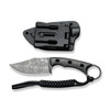 CIVIVI Knives Midwatch Fixed Blade Knife - 3.39" Damascus Clip Point, Twill Carbon Fiber Handles with Pinky Ring, Kydex Sheath - C20059B-DS1