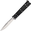 Kershaw Lucha Balisong Butterfly Knife - 4.6" Stonewashed Sandvik 14C28N Clip Point Blade, Black Stainless Steel Handles - 5150BLK