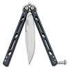Kershaw Lucha Balisong Butterfly Knife - 4.6" Stonewashed Sandvik 14C28N Clip Point Blade, Black Stainless Steel Handles - 5150BLK