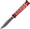 Kershaw Lucha Balisong Butterfly Knife - 4.6" Blackwash Sandvik 14C28N Clip Point Blade, Red Stainless Steel Handles - 5150RDBW