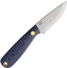 Brisa EnZo Necker 70 Fixed Blade Knife - 2.75" Sandvik 12C27 Scandi Grind Blade, Blue Denim Micarta Handles, Leather Sheath - BRI66436