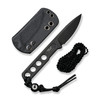 CIVIVI Knives Circulus EDC Fixed Blade Knife - 1.96" 10Cr15CoMoV Black Stonewashed Blade and Skeletonized Handle, Kydex Sheath - C22012-1