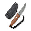 CIVIVI Knives Tamashii Fixed Blade Knife - 4.07" D2 Stonewashed Straight Back Blade, Brown Canvas Micarta Handles, Kydex Sheath - C19046-5