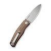 CIVIVI Knives Sokoke Front Flipper Knife 3.35" - 14C28N Bead Blasted Drop Point Blade, Brown Linen Micarta Handles - C22007-3