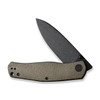 CIVIVI Knives Sokoke Front Flipper Knife - 3.35" 14C28N Black Stonewashed Drop Point Blade, Green Burlap Micarta Handles - C22007-2