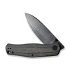 CIVIVI Knives Sokoke Front Flipper Knife - 3.35" Damascus Drop Point Blade, Black Linen Micarta Handles - C22007-DS1