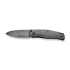 CIVIVI Knives Sokoke Front Flipper Knife - 3.35" Damascus Drop Point Blade, Black Linen Micarta Handles - C22007-DS1