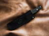 Boker Daily Knives AK1 Fixed Blade Knife - 3.11" Nichols Boomerang Damascus Reverse Tanto, Space-Coral Silver FatCarbon Handles, Black Leather Sheath - 122509DAM