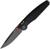 Acta Non Verba Knives A100 Elmax A-Lock Folding Knife - 3.5" Elmax Black DLC Drop Point, Black GRN Handles with Red Backspacer - ANVA100-001
