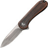 CIVIVI Knives C18062Q-2 Mini Elementum Flipper Knife - 1.83" 14C28N Hand Rubbed Blade, Black Hand Rubbed Copper and Stainless Steel Handles