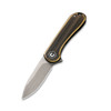 CIVIVI Knives C18062Q-1 Mini Elementum Flipper Knife - 1.83" 14C28N Hand Rubbed Blade, Black Hand Rubbed Brass and Stainless Steel Handles