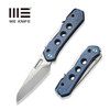 We Knife Company Vision R Superlock Folding Knife - 3.54" CPM-20CV Bead Blast Reverse Tanto Blade, Blue Titanium Handles - WE21031-3