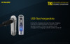 Nitecore TIKI LE 300 Lumen USB Rechargeable Keychain Flashlight - Black, 300 Lumen Primary, Red and blue LED Auxiliary Emitters