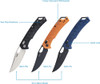 SRM Knives 9201 Ambi Lock Folding Knife - 3.54" 8Cr13MoV Steel Black Blade, Blue Textured FRN Handle - 9201-PL