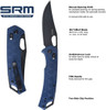 SRM Knives 9201 Ambi Lock Folding Knife - 3.54" 8Cr13MoV Steel Blade, Black Textured FRN Handle - 9201-PB