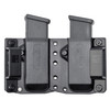 Bravo Concealment Double Magazine Pouch - 1.5" Belt Loops, Size Medium, Fits Glock 43X, Sig P365, and Springfield Hellcat Magazines, Ambidextrous, Black Polymer