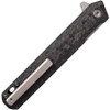 Tekto Knives F2 Bravo Flipper Knife - 3.25 D2 Satin Blade,  Black G10 and Carbon Fiber Handle with Silver Titanium Accents