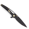 B'yondEDC Terra Mundi Limited Edition Pneumatic Actuator Flipper Knife - 3" M390 Black Drop Point Blade, Black Titanium Handles with Piston, Polymer Case - TM2302