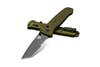 Benchmade Bailout AXIS Folding Knife - 3.38" CPM-M4 Gray Cerakote Tanto Combo Blade, Woodland Green Aluminum Handles - 537SGY-1