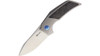 Reate Knives Tashi Bharucha T2500 Flipper Knife - 2.375" M390 Satin Blade, Titanium Handles with Marble Carbon Fiber Inlay
