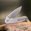 CJRB Cutlery Pyrite Folding Knife - 3.11" AR-RPM9 Stonewashed Drop Point Blade, Stonewashed Titanium Handles - J1925-TI