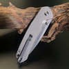 CJRB Cutlery Pyrite Folding Knife - 3.11" AR-RPM9 Stonewashed Drop Point Blade, Stonewashed Titanium Handles - J1925-TI
