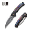 WE Knife Limited Edition Ziffius Flipper Knife - 3.7" Heimskringla Damasteel Wharncliffe Blade, Black Titanium Handles with Chidori Flamed Titanium Inlay, Chidori Accents - WE22024D-DS1