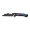 WE Knife Limited Edition Ziffius Flipper Knife - 3.7" CPM-20CV Black Stonewashed Two-Tone Wharncliffe Blade, Black Titanium Handles with Chidori Flamed Titanium Inlay, Chidori Accents - WE22024D-1