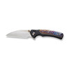 WE Knife Limited Edition Ziffius Flipper Knife - 3.7" CPM-20CV Hand Rubbed Wharncliffe Blade, Black Titanium Handles with Chidori Flamed Titanium Inlay, Chidori Accents - WE22024D-2