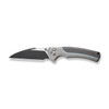 WE Knife Limited Edition Ziffius Flipper Knife - 3.7" CPM-20CV Black Stonewashed Two-Tone Wharncliffe Blade, Gray Titanium Handles with Twill Carbon Fiber Inlay - WE22024A-1