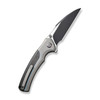 WE Knife Limited Edition Ziffius Flipper Knife - 3.7" CPM-20CV Black Stonewashed Two-Tone Wharncliffe Blade, Gray Titanium Handles with Twill Carbon Fiber Inlay - WE22024A-1