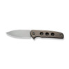 WE Knife Limited Edition Shakan Flipper Knife - 2.97" CPM-20CV Stonewashed Blade, Bronze Titanium Handles with Gold Holes - WE20052B-2