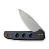 WE Knife Limited Edition Shakan Flipper Knife - 2.97" CPM-20CV Stonewashed Blade, Black Titanium Handles with Blue Holes - WE20052B-1