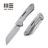 We Knife Co Snecx Mini Buster Flipper Knife - 3.43" 20CV Bead Blasted Sheepsfoot Blade, Gray Milled Titanium - 2003A