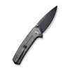 We Knife Culex Button Lock Flipper Knife - 2.97" CPM-20CV Black Stonewashed Drop Point Blade, Tiger Stripe Flamed Titanium Handles - WE21026B-7