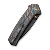 We Knife Culex Button Lock Flipper Knife - 2.97" CPM-20CV Black Stonewashed Drop Point Blade, Tiger Stripe Flamed Titanium Handles - WE21026B-7