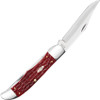 Case Peach Seed Jig Dark Red Bone CS Folding Hunter with Sheath -  4.1 " Tru-Sharp Blade, 5.25" Closed - 31960